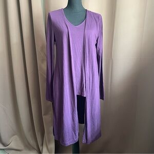 Purple Time & Tru Long Sleeve Cardigan with Built in Top Medium 8-10